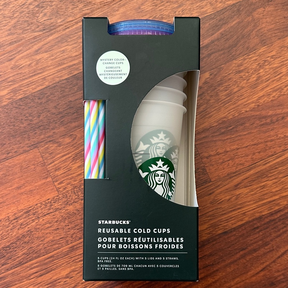 Starbucks Mystery Color Change Cold Cups with Colorful Straws